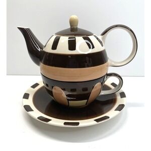 HERMAN DODGE & SON Inc. Tea Set For One Hand Painted 4 Piece Teapot cup & saucer